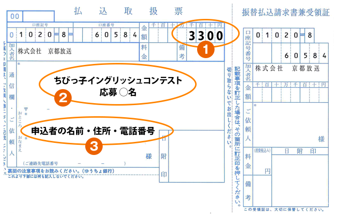 払い込み用紙記入例