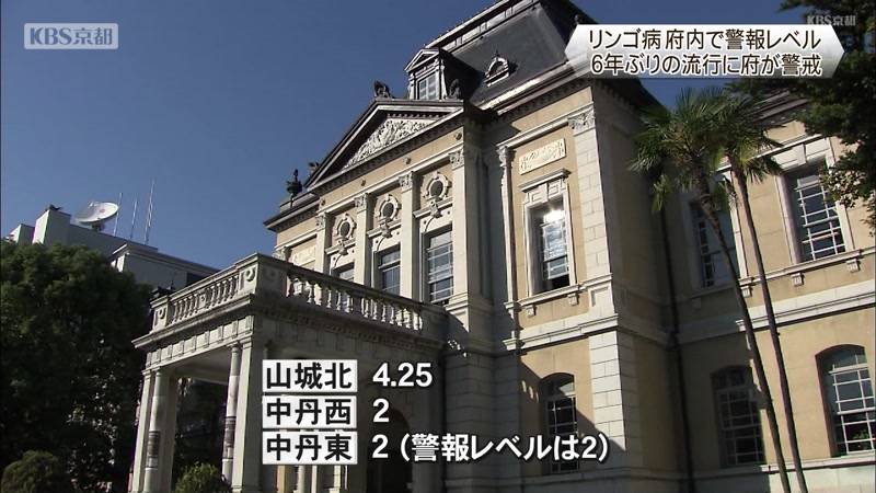 京都府内の各地域　リンゴ病　警報レベル　6年ぶりの流行に京都府は警戒