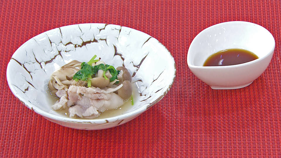 塩麹豚肉ときのこのさっと煮・手作りポン酢添え