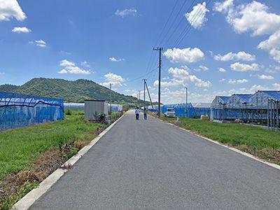 棚前農道での弓削田さん、ナシ生産者の和田さん3ST