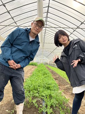 京かんざしビニールハウスにて小岸さん・稲富さん